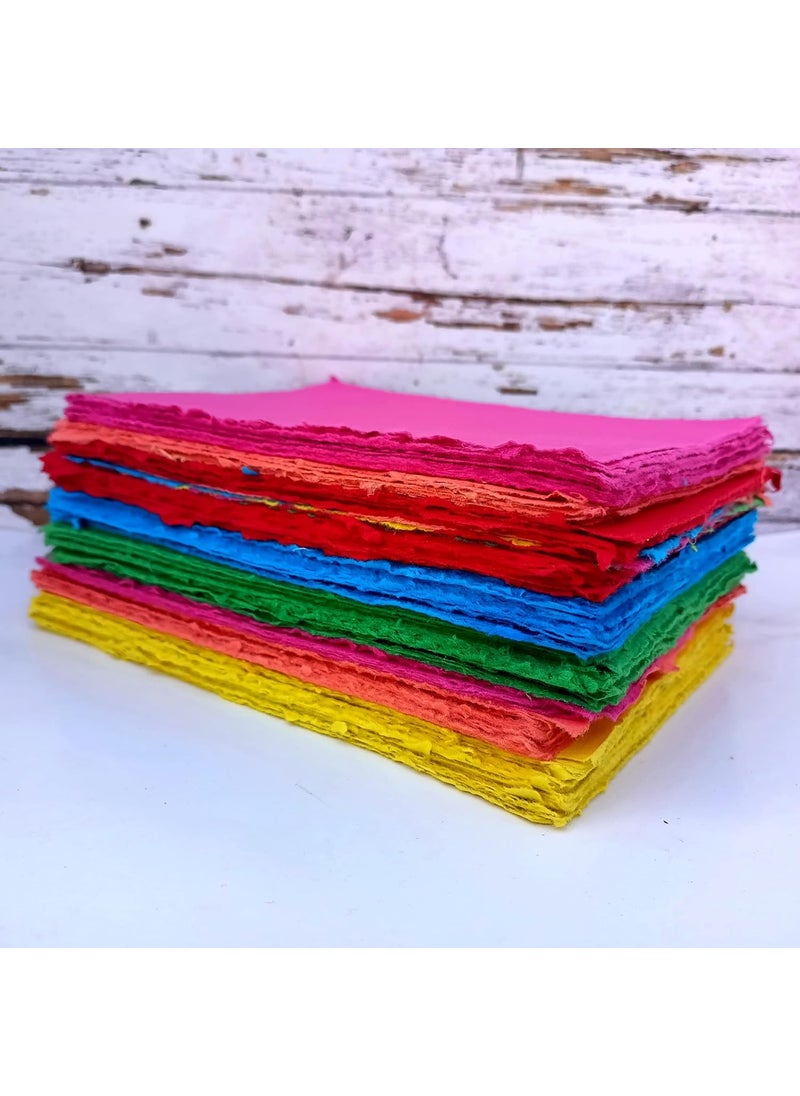Deckle Papers Deckle Papers Multipurpose Handmade Cotton PaperDrawing Paper Calligraphy DIYProject Scrapbooking Gift Wrap Art and Craft Origami Size10x12 Pack of20 Multicolored  - Image 2