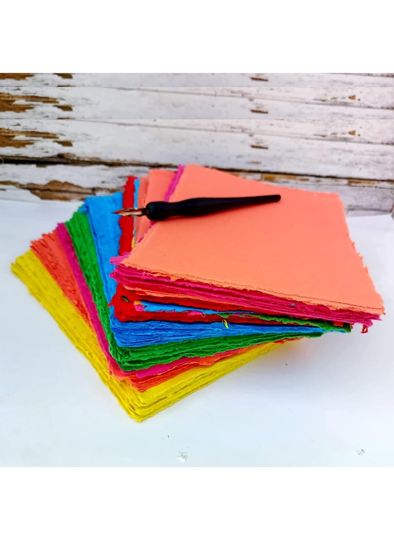 Deckle Papers Deckle Papers Multipurpose Handmade Cotton PaperDrawing Paper Calligraphy DIYProject Scrapbooking Gift Wrap Art and Craft Origami Size10x12 Pack of20 Multicolored  - Image 4