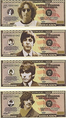 American Art Classics The Beatles Million Dollar Novelty Bills Complete Set of 4 - Image 1