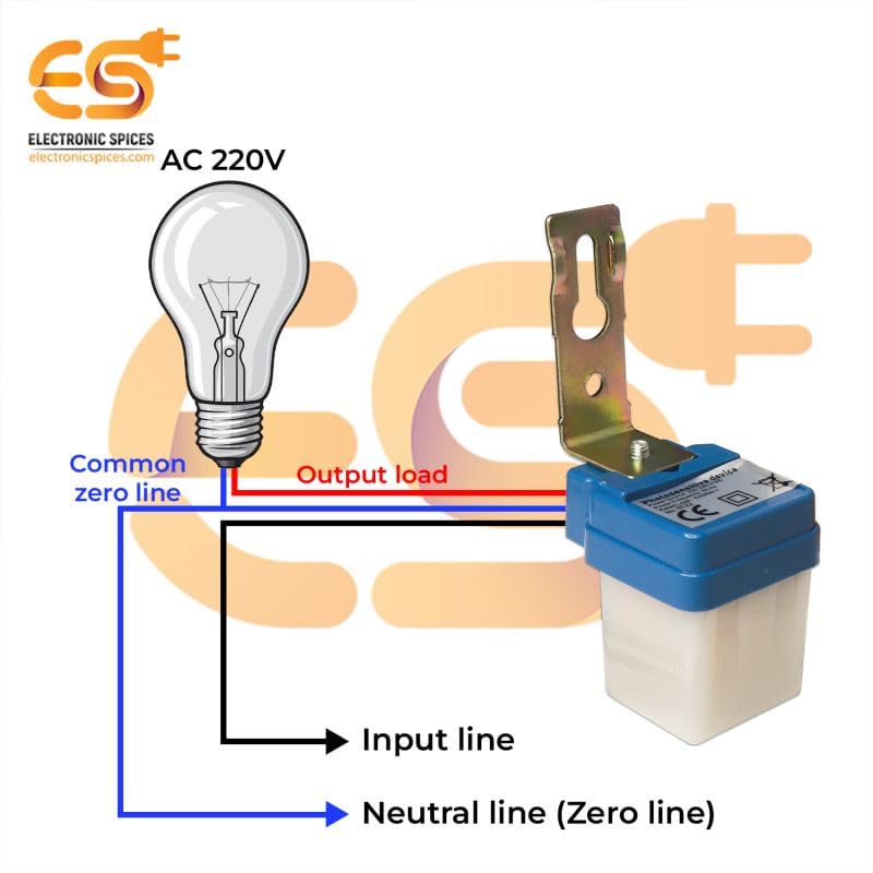 Electronicspices مفتاح حساس ضوء النهار والليل QS-301 مقاوم للماء 220V مع مستشعر LDR 6A للإضاءة عبوة من 10 قطع - Image 1