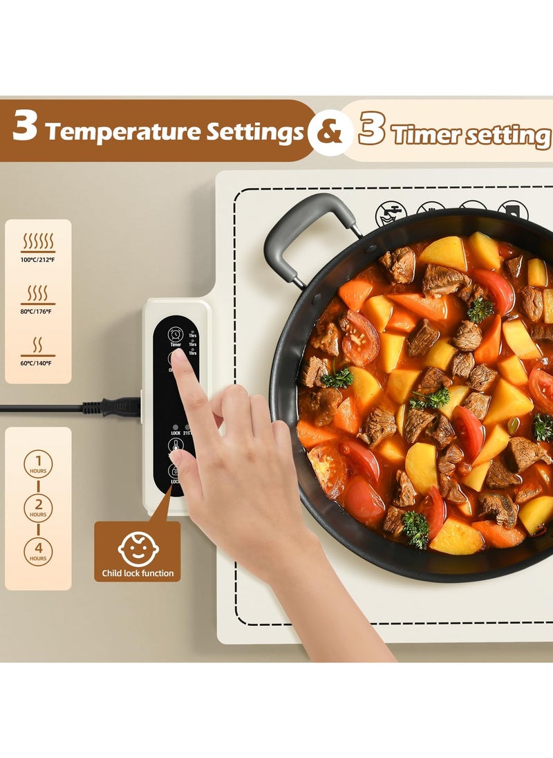 XiuWoo Electric Warming Tray-Fast Heating,6 Temperature Settings,Rollable, Portable,Silicone Nano Food Warming Mat,Auto Shut-Off-Versatile Food Warmer for Gatherings,Parties,Everyday Use  - Image 2