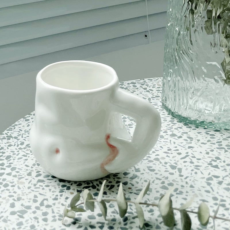hesim Hand-Crafted Ceramic Fat Belly Mug | Coffee Mug With Arm Handle | Fat Mug | Potbelly Coffee Mug | Father's Day Gift - Image 5