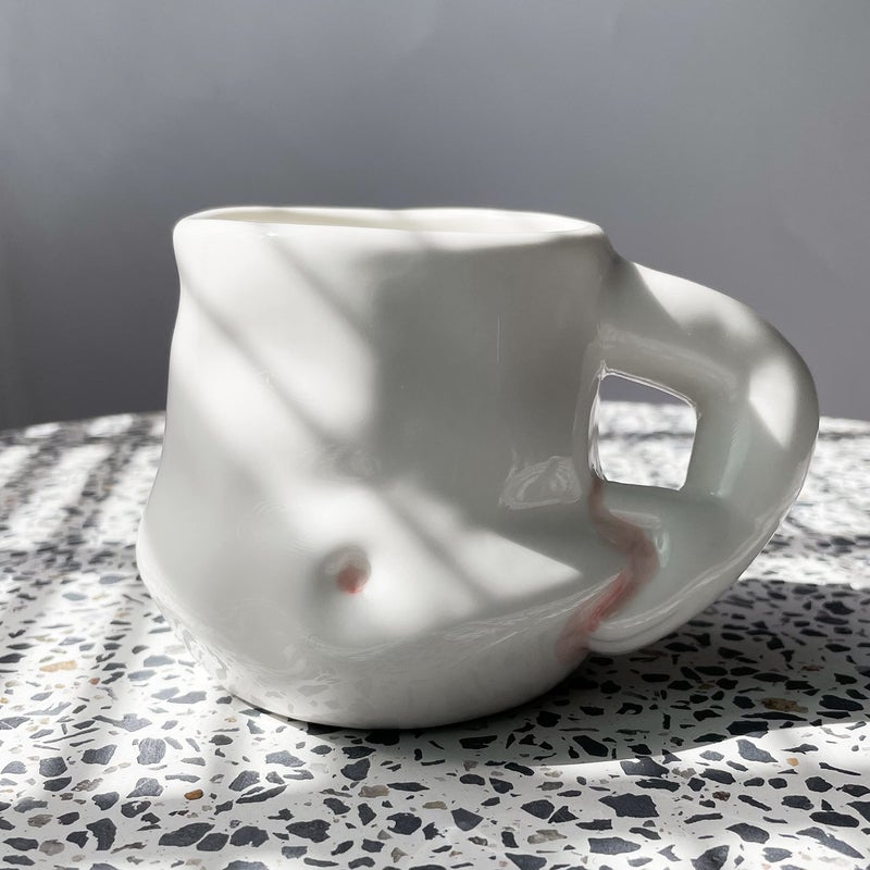 hesim Hand-Crafted Ceramic Fat Belly Mug | Coffee Mug With Arm Handle | Fat Mug | Potbelly Coffee Mug | Father's Day Gift - Image 2