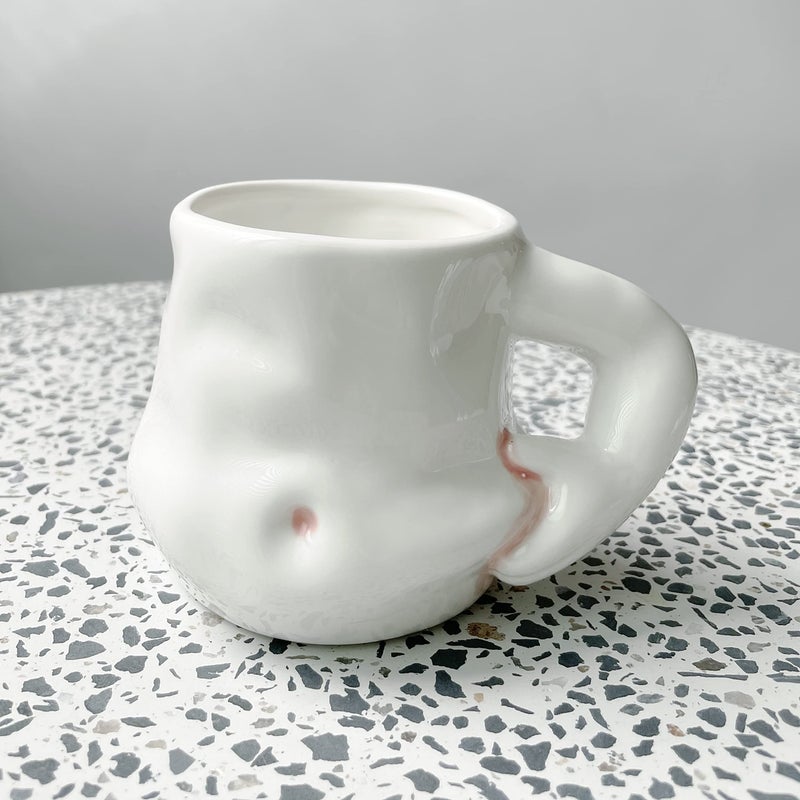 hesim Hand-Crafted Ceramic Fat Belly Mug | Coffee Mug With Arm Handle | Fat Mug | Potbelly Coffee Mug | Father's Day Gift - Image 3