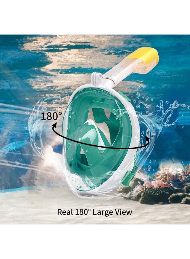 VBM Full Face Snorkeling Mask Diving Gear - Latest Dry Top System,180 Degree Panoramic View Snorkeling Mask with Camera Mount,Safe Breathing,Anti-Leak Anti-Fog-Swim Fins (Green - S/M) - Image 4