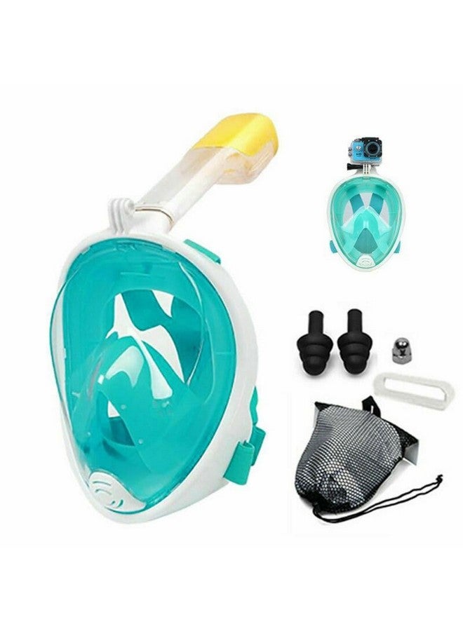 VBM Full Face Snorkeling Mask Diving Gear - Latest Dry Top System,180 Degree Panoramic View Snorkeling Mask with Camera Mount,Safe Breathing,Anti-Leak Anti-Fog-Swim Fins (Green - S/M) - Image 1