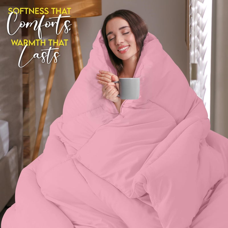 Utopia Bedding Comforter Duvet Insert, Quilted Comforter with Corner Tabs, Box Stitched Down Alternative Comforters Queen Size (Pink) - Image 5