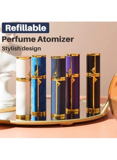 إعادة تعبئة زجاجة عطر فارغة، رذاذ عطر، رذاذ عطر صغير محمول قابل لإعادة الملء، رذاذ زجاجة عطر للسفر، مضاد للتسرب، جلد فاخر، 5 مل (أبيض)