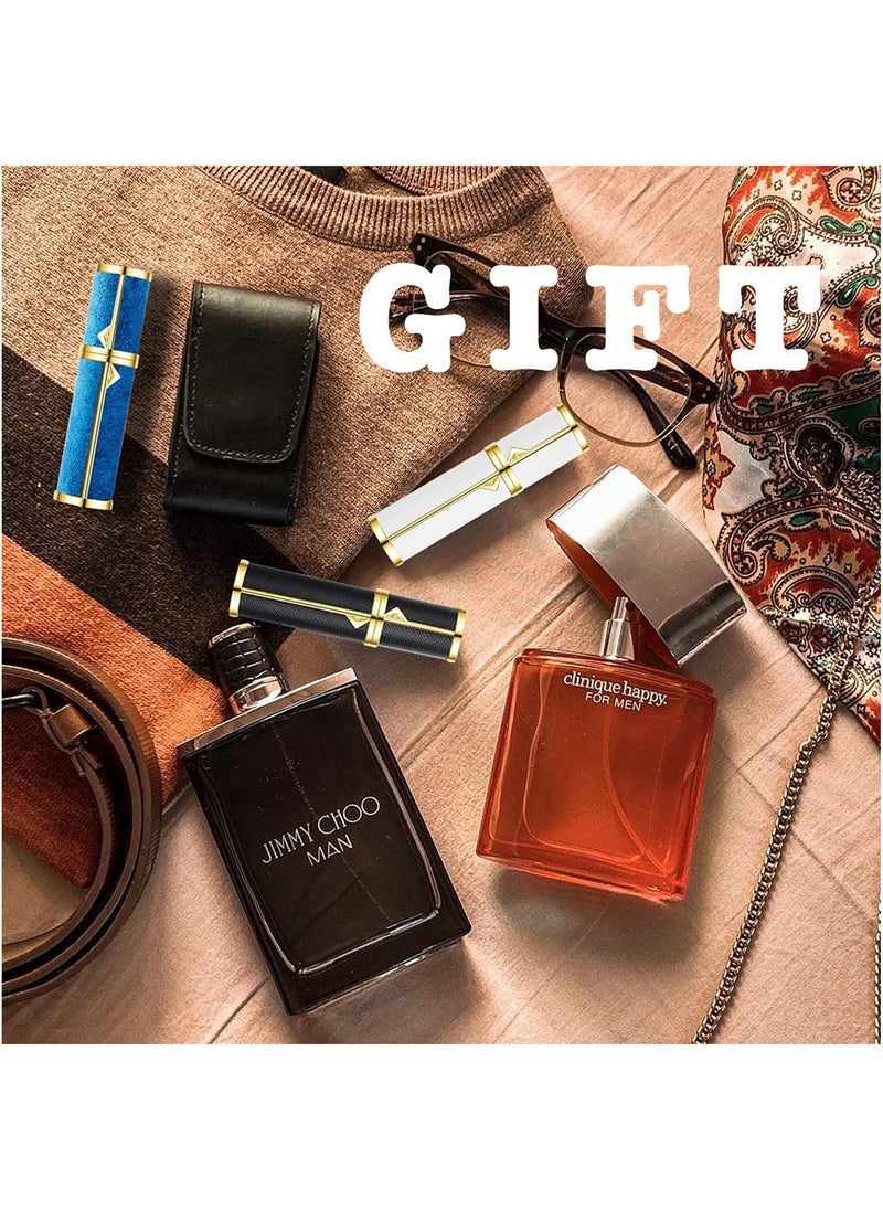 ماركة غير محددة - إعادة تعبئة زجاجة عطر فارغة، رذاذ عطر، رذاذ عطر صغير محمول قابل لإعادة الملء، رذاذ زجاجة عطر للسفر، مضاد للتسرب، جلد فاخر، 5 مل (أبيض) - Image 1