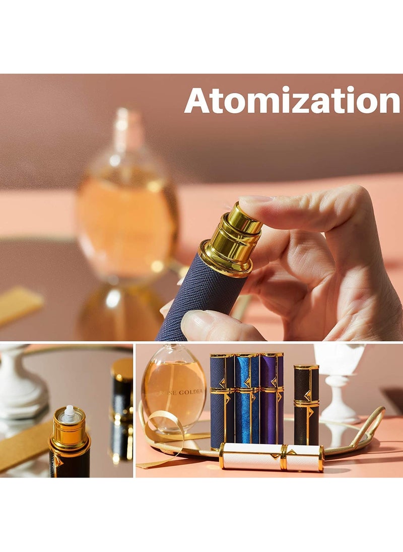 ماركة غير محددة - إعادة تعبئة زجاجة عطر فارغة، رذاذ عطر، رذاذ عطر صغير محمول قابل لإعادة الملء، رذاذ زجاجة عطر للسفر، مضاد للتسرب، جلد فاخر، 5 مل (أبيض) - Image 1