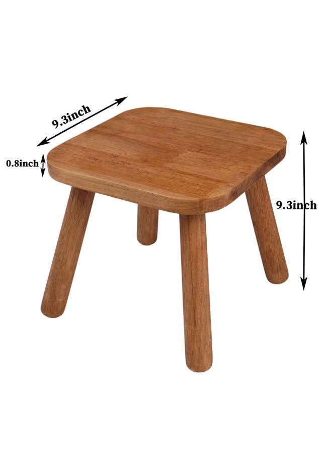 zaowofires Solid Wood Step Stool，Wooden Plant Stool, Wood Plant Stand, Round Footstool, Removable Portable, Small Short Shoe Changing Stool ((Walnut, 9.3inch) - Image 3