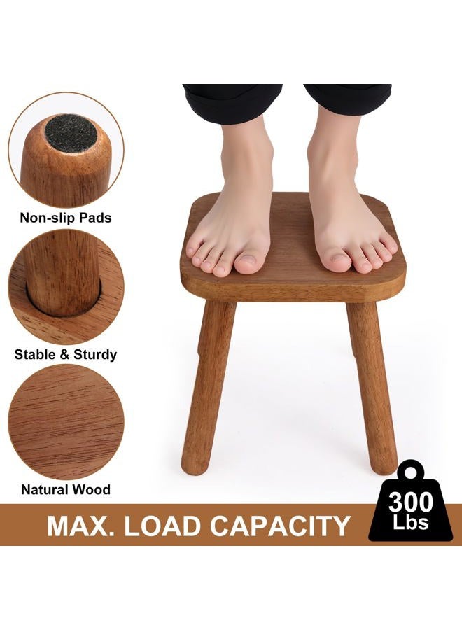 zaowofires Solid Wood Step Stool，Wooden Plant Stool, Wood Plant Stand, Round Footstool, Removable Portable, Small Short Shoe Changing Stool ((Walnut, 9.3inch) - Image 5