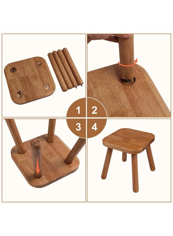 zaowofires Solid Wood Step Stool，Wooden Plant Stool, Wood Plant Stand, Round Footstool, Removable Portable, Small Short Shoe Changing Stool ((Walnut, 9.3inch) - Image 4