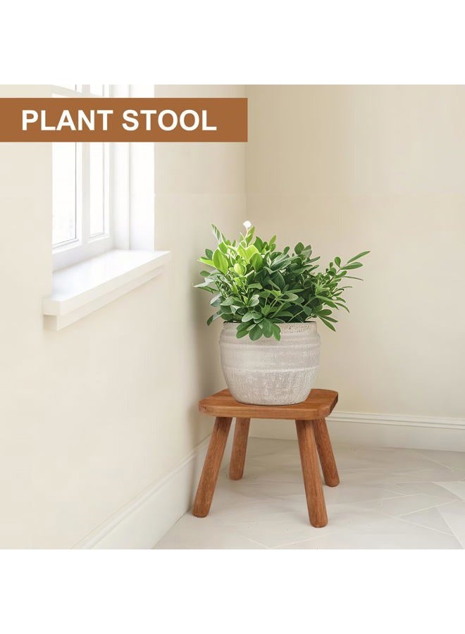 zaowofires Solid Wood Step Stool，Wooden Plant Stool, Wood Plant Stand, Round Footstool, Removable Portable, Small Short Shoe Changing Stool ((Walnut, 9.3inch) - Image 2