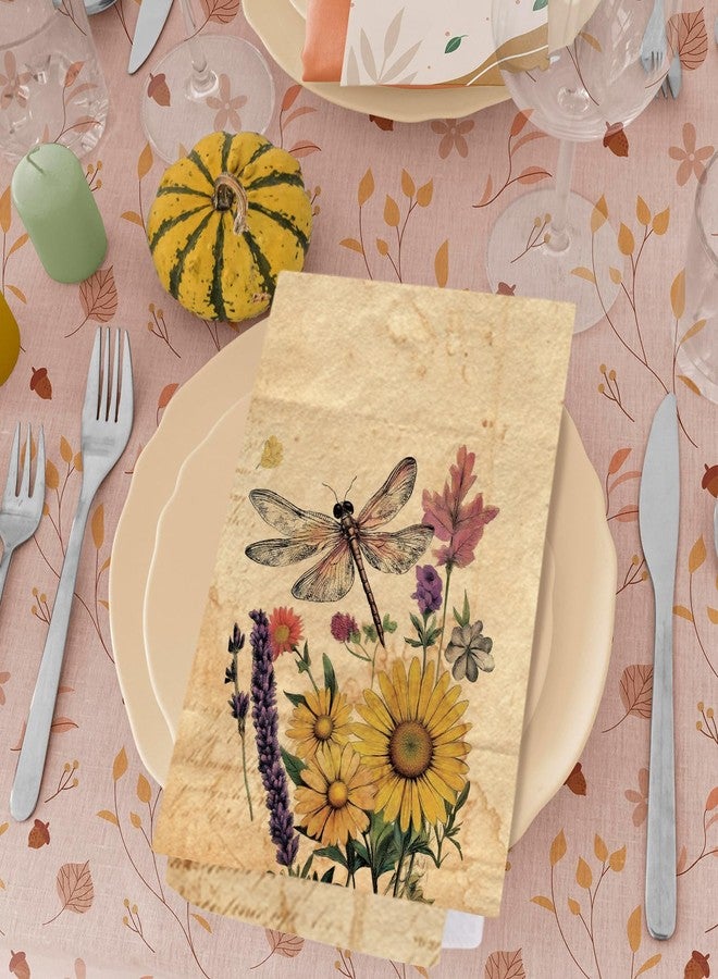 SPBL&L Vintage Dragonfly Gifts for Women,Dragonfly Decor Tea Kitchen Hand Towels for Bathroom Set of 2, Vintage Floral Dish Towels, 16x24 Inches - Image 4