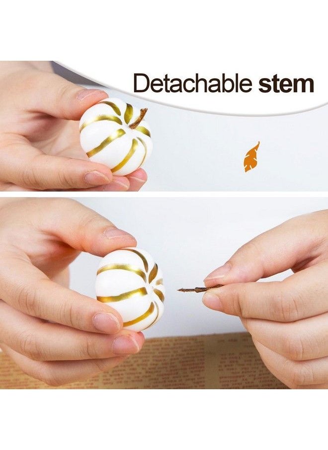 FuturePlusX - 42Pcs Artificial Pumpkins Mini Foam Pumpkins With Gold Lines Mini Pumpkins Bulk For Deoration Fall Thanksgiving Table Decor - Image 1