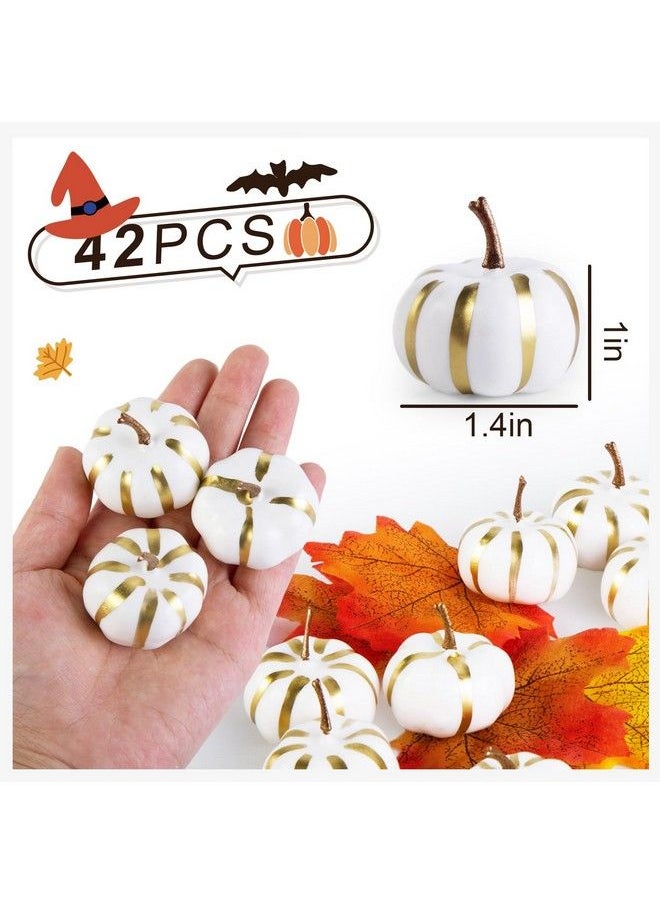 FuturePlusX - 42Pcs Artificial Pumpkins Mini Foam Pumpkins With Gold Lines Mini Pumpkins Bulk For Deoration Fall Thanksgiving Table Decor - Image 1