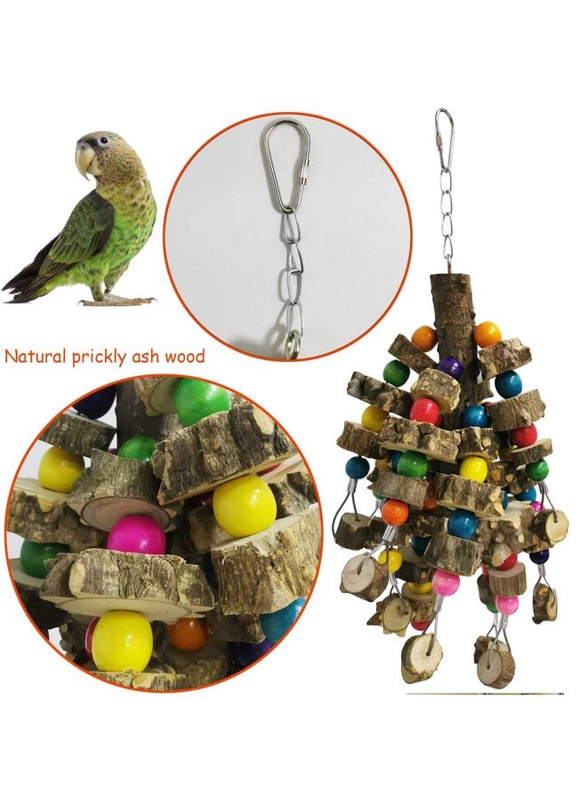 Kathson - kathson 2PCS Natural Parrot Chewing Toys Wood Bird Toy Hanging Parakeet Hammock Cage Accessories Cuttlebone Beak Grinding for Parrots Cockatoos African Grey Cockatiels Conure Eclectus Budgies - Image 1
