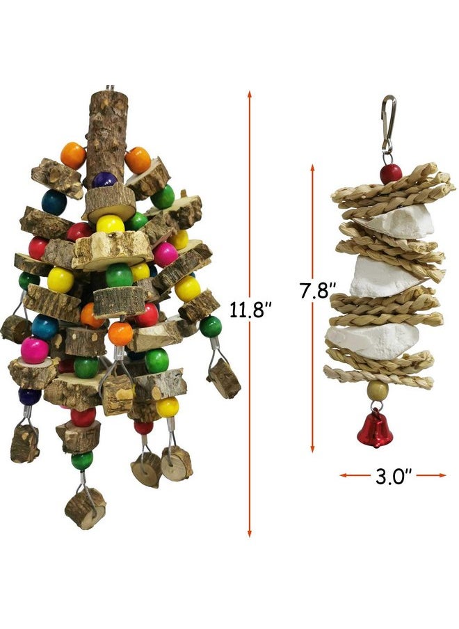 Kathson - kathson 2PCS Natural Parrot Chewing Toys Wood Bird Toy Hanging Parakeet Hammock Cage Accessories Cuttlebone Beak Grinding for Parrots Cockatoos African Grey Cockatiels Conure Eclectus Budgies - Image 1