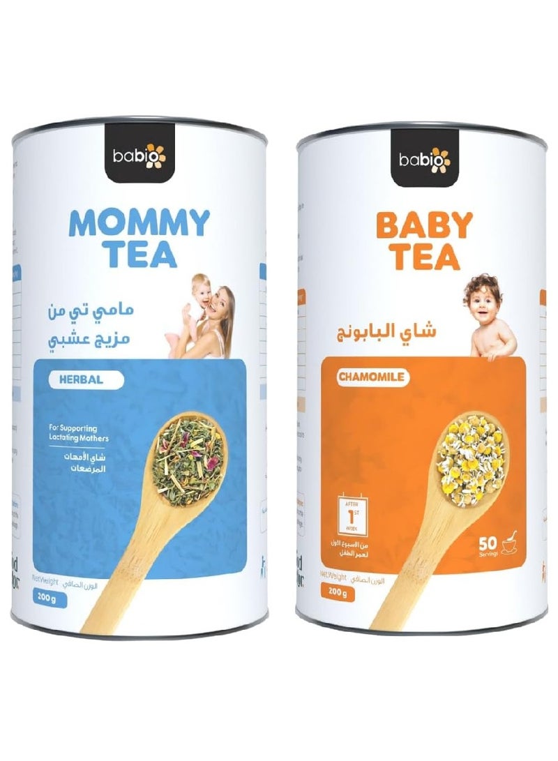 Food Factor Babio Mommy Tea – Herbal Lactation Support for Breastfeeding Mothers + Chamomile Baby Tea – Gentle Herbal Tea for Infants 200 gm - Image 1