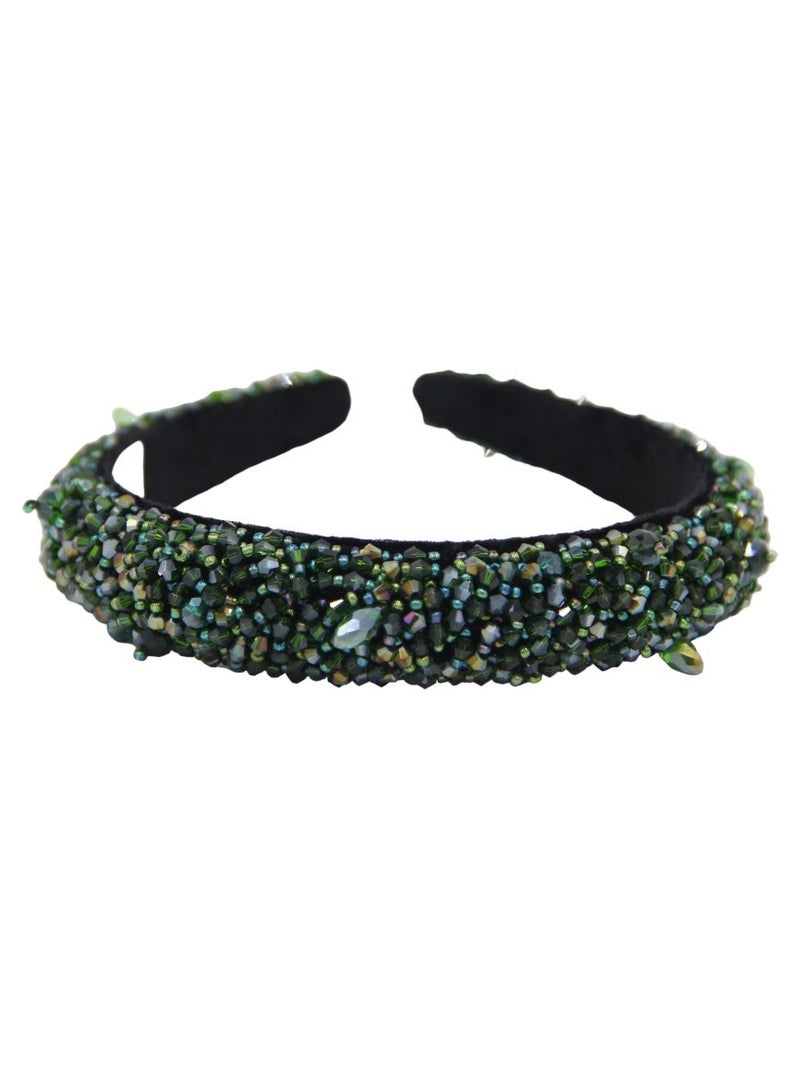 Bidani Crystal Embellished Headband - Green - Image 3