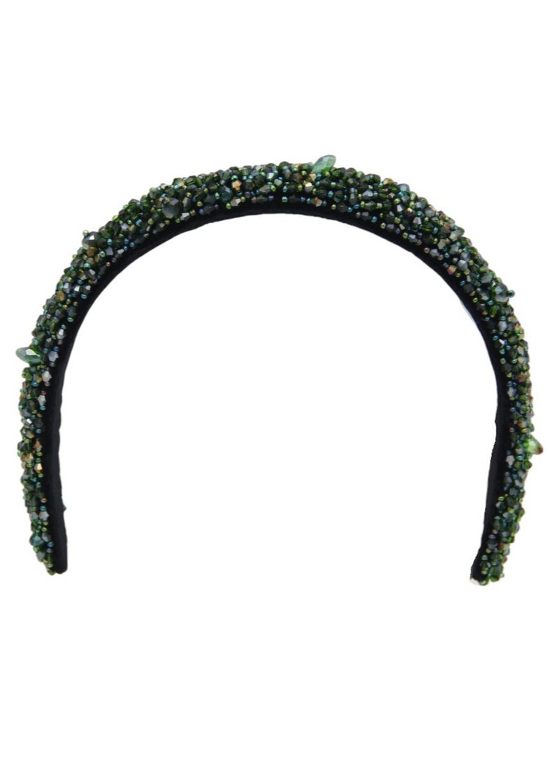 Bidani Crystal Embellished Headband - Green - Image 2