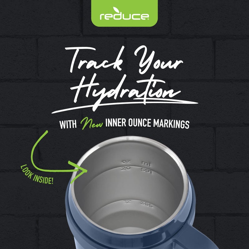 Reduce 24 oz Stainless Steel Tumbler with Handle - Dual-Wall Vacuum Insulated Travel Mug  Sweat-Proof Lid & Reusable Straw - Keeps Drinks Cold for 24 Hrs  Fits Cupholders  Dishwasher Safe-Mineral Blue - Image 4