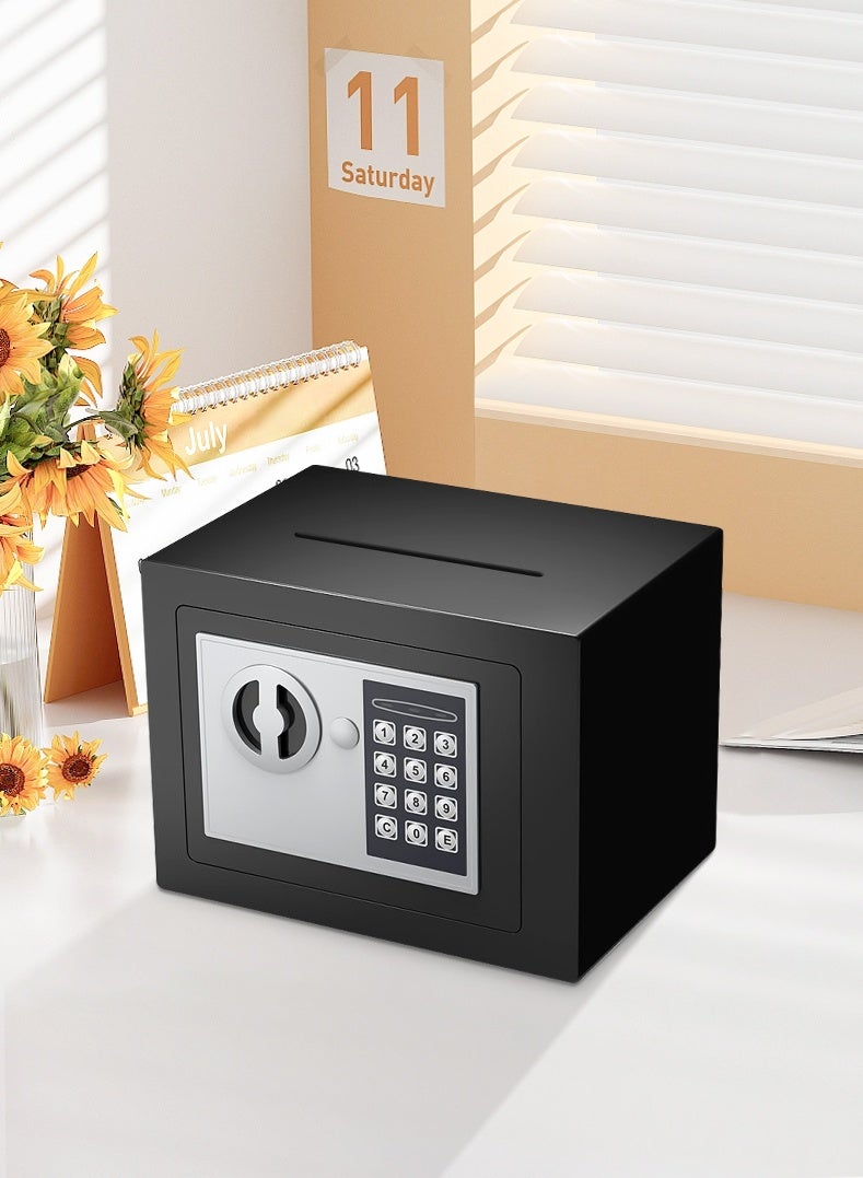 زينو Small Money Safe Box with Keypad & Keys, Money Lock Boxes, Electronic Personal Security Safe Hidden Lock Box, Safety Boxes Steel Alloy for Home Office Hotel Rooms Business Jewelry Cash - Image 1