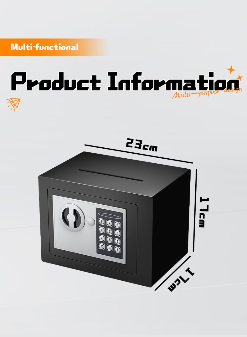 زينو Small Money Safe Box with Keypad & Keys, Money Lock Boxes, Electronic Personal Security Safe Hidden Lock Box, Safety Boxes Steel Alloy for Home Office Hotel Rooms Business Jewelry Cash - Image 5