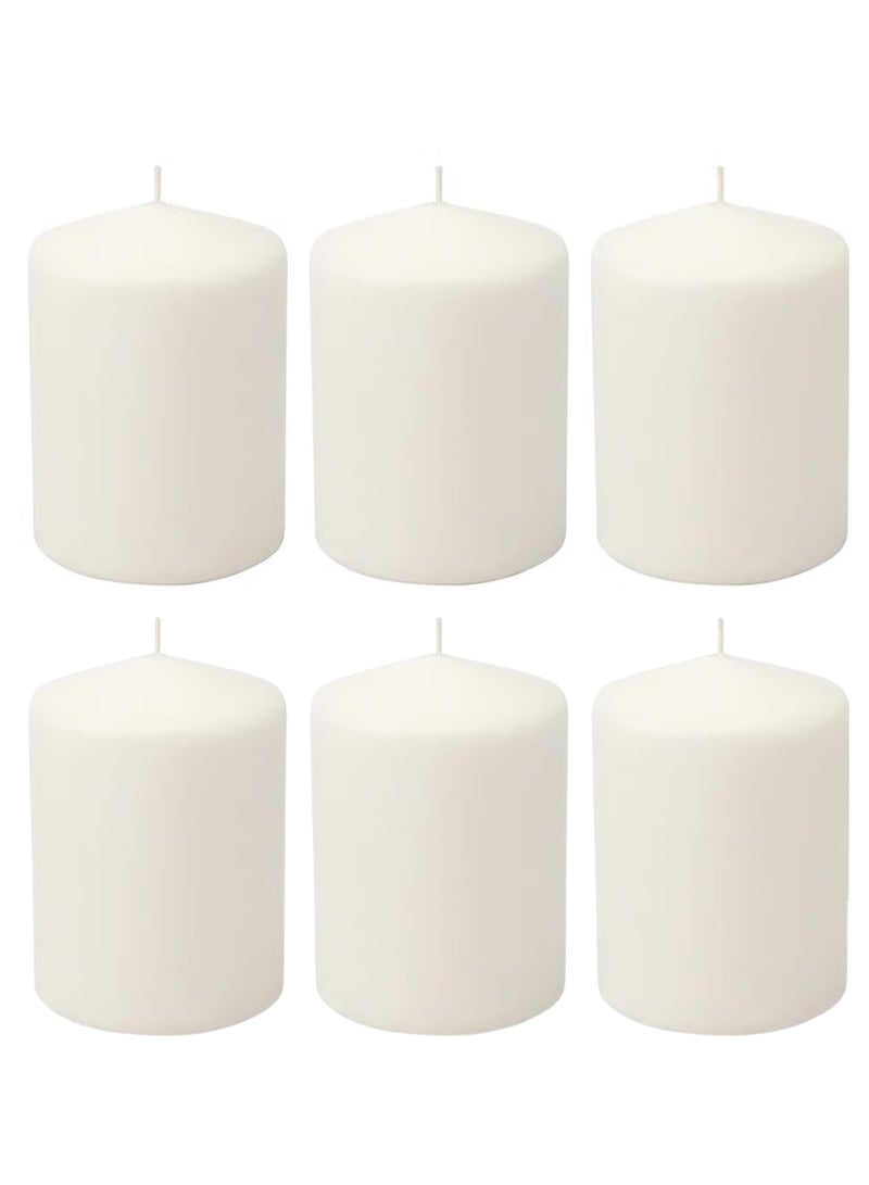 Premium Quality Unscented Pillar Candles 6 CM, Long Burning Hours, Decorative Pillar Candles, SPA Candles - Dripless Clean Burning Dinner Candle Set of 6  - Image 1