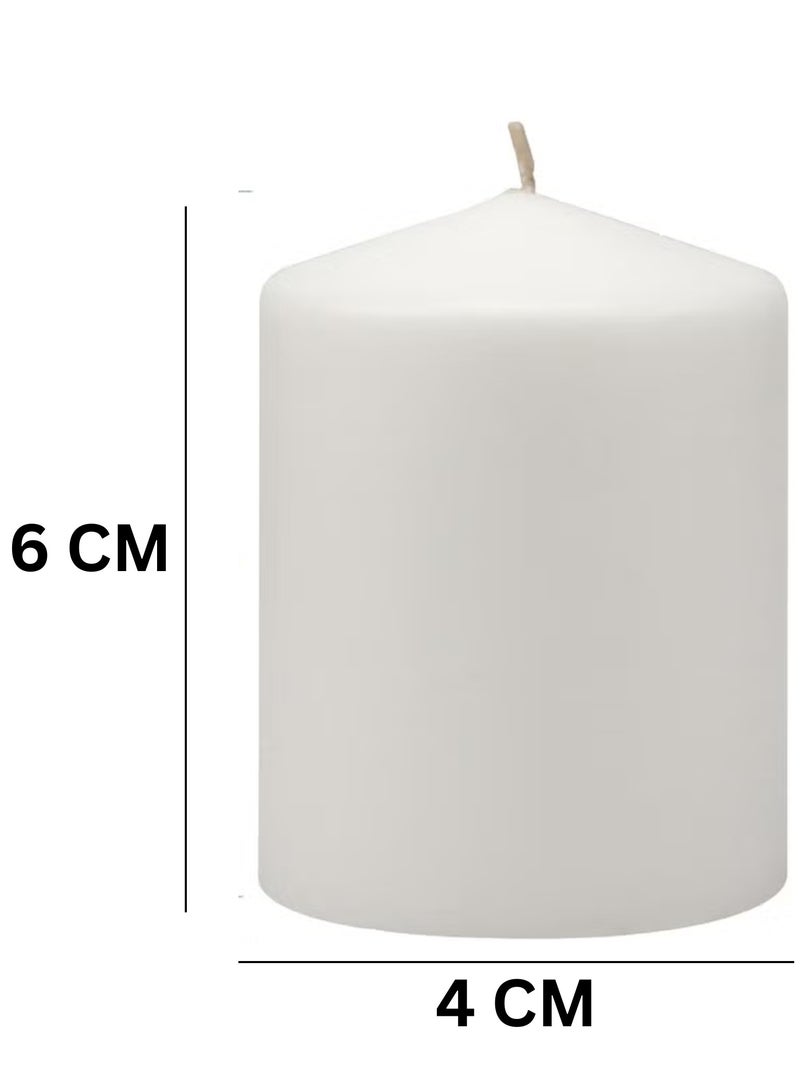Premium Quality Unscented Pillar Candles 6 CM, Long Burning Hours, Decorative Pillar Candles, SPA Candles - Dripless Clean Burning Dinner Candle Set of 6  - Image 4