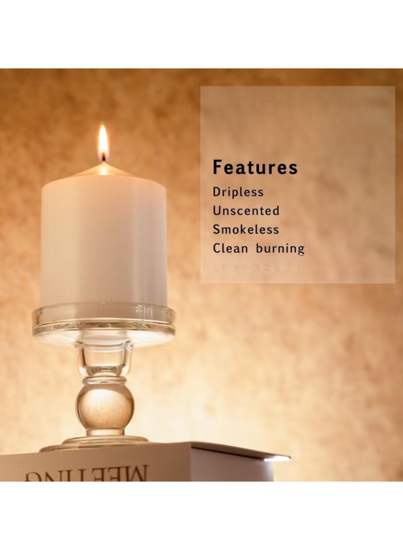Premium Quality Unscented Pillar Candles 6 CM, Long Burning Hours, Decorative Pillar Candles, SPA Candles - Dripless Clean Burning Dinner Candle Set of 6  - Image 2