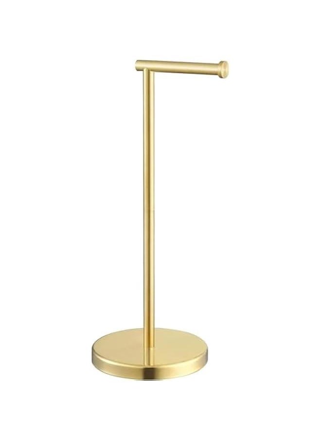 HOOKOR - Toilet Paper Holder Stand Free-Standing Tissue Paper Roll Storage Stainless Steel Rustproof,Gold Tissue Roll Holder Floor Stand Storage for Bathroom - Image 1