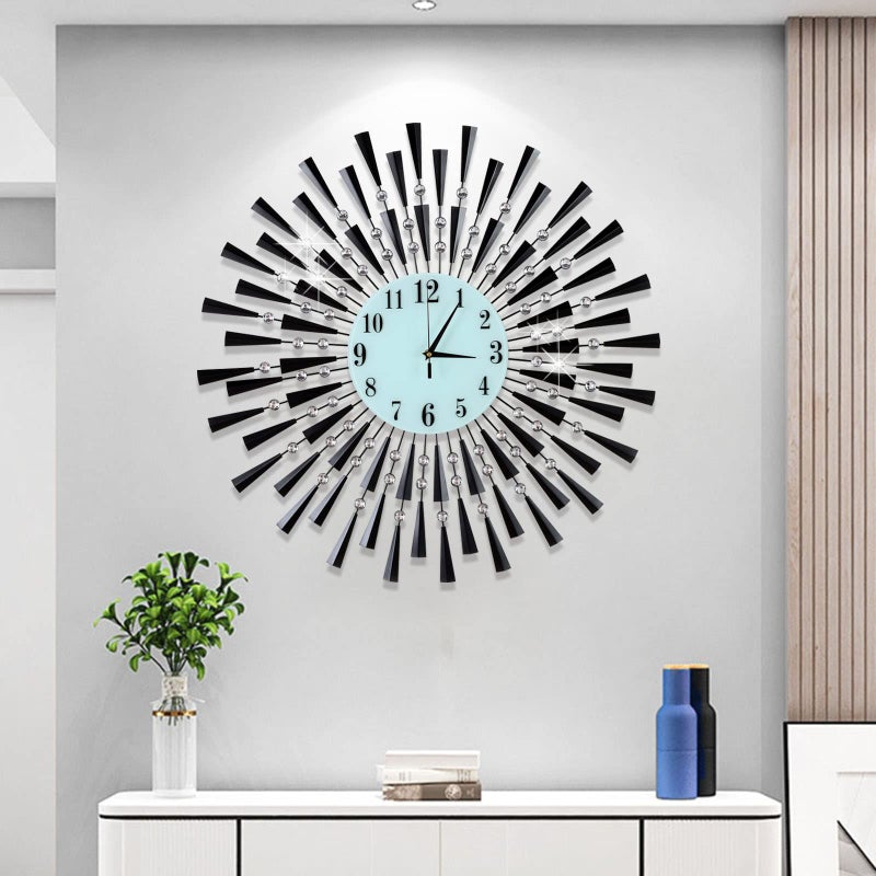 JUGV Large Wall Clock Decorative Wall Clocks 3D NonTicking Silent Quartz Clocks with Arabic Numerals for Living Room Home Kitchen Decor Black Large