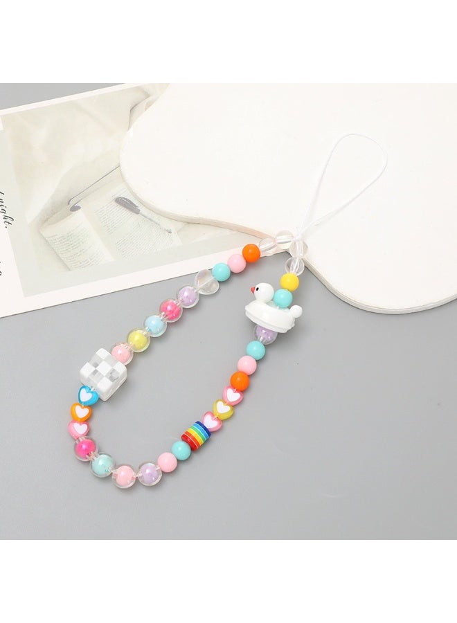 NIBEMINENT Phone Charm/ Chain Strap for Women Girls, Pearl Bow Cell Phone Case Lanyard Wrist Strap