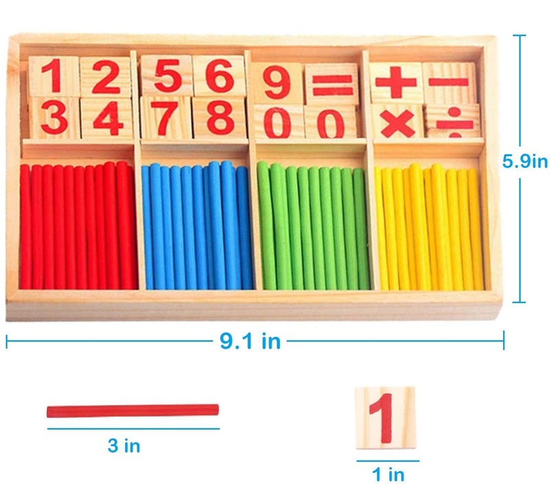 KUTOI Counting Number Blocks and Sticks | Montessori Toys for Kids Learning| Homeschool Supplies for Math manipulatives | Toddlers Educational Wooden rods with Storage Tray - Image 5