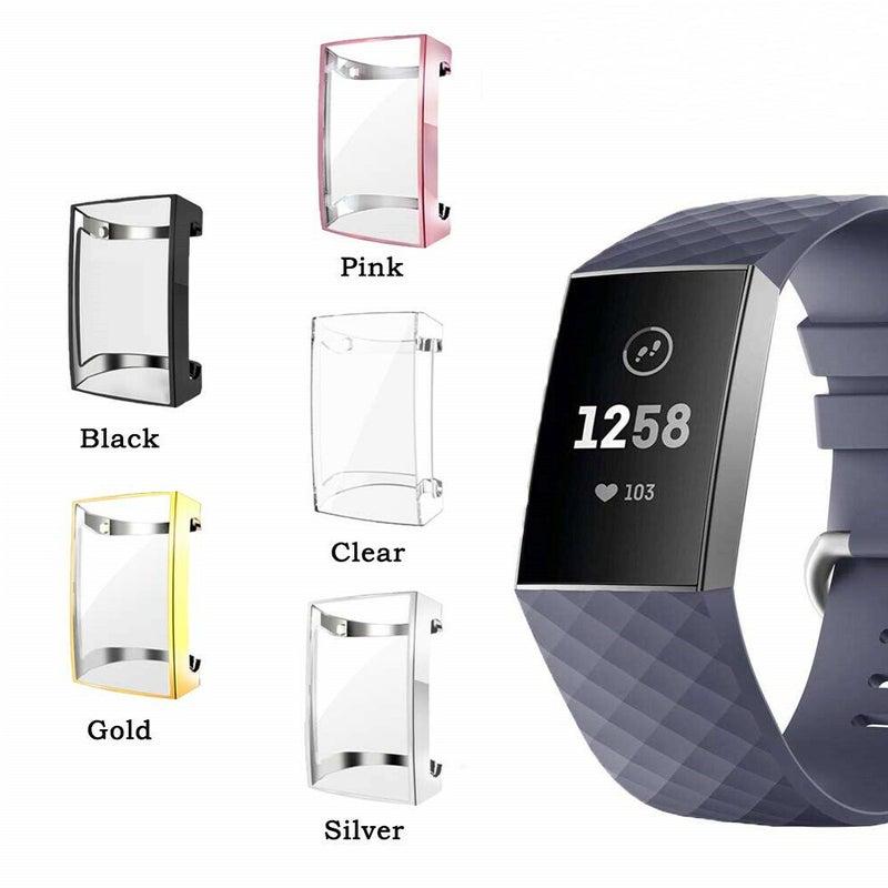 2pcs Protective Case Full Screen Plating Case Delicate Watch Case Compatible for Fitbit Charge 3/4 (Black) - Image 4