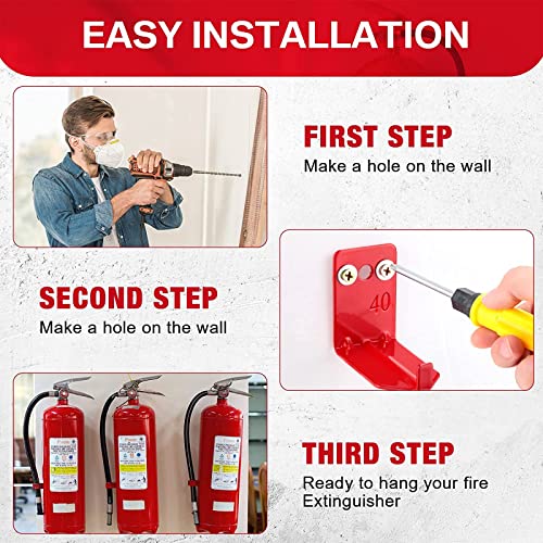 Queekay 20 Pack Fire Extinguisher Mount Universal Bracket 5 to 40 lb Fire Extinguisher Holder Wall Hook Hanger(Classic Style) - Image 3