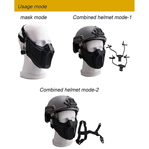yeesport Airsoft Mask Creative Protective Half Face Mask Outdoor Game Mask Costume Mask Outdoor Sports Masks (Black) - Image 4
