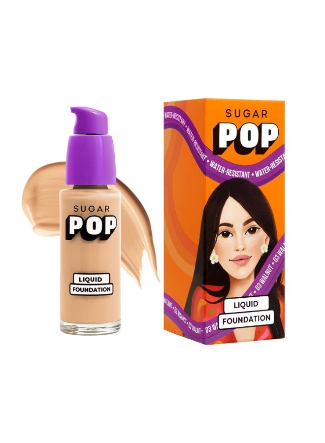 سكر بوب كريم أساس سائل SUGAR POP | كريم أساس بلمسة مطفية فائقة للنساء | مقاوم للماء | يدوم 10 ساعات | 30 مل - درجة 03 Walnut - Image 4