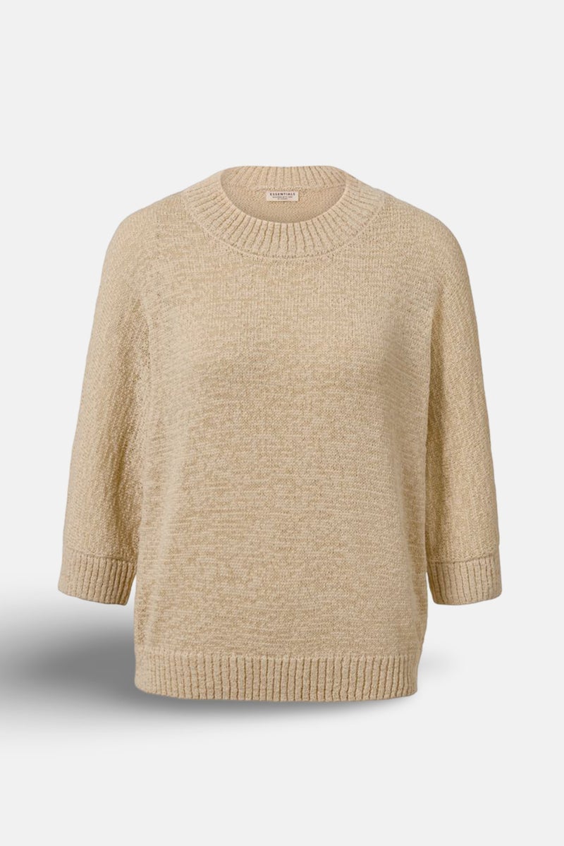 Tchibo Women Crew Neck Knitted Sweater, Beige - Image 2