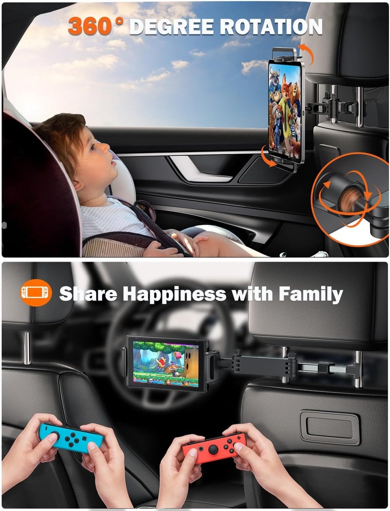 Tryone Car Headrest Tablet Holder Mount Stretchable Backseat Tablets Stand for Kids, Car Seat Mounts Compatible with iPad Pro 12.9 Air Mini, iPhone, Galaxy Tab, Switch, All 4.7-12.9" Screen Devices - Image 5