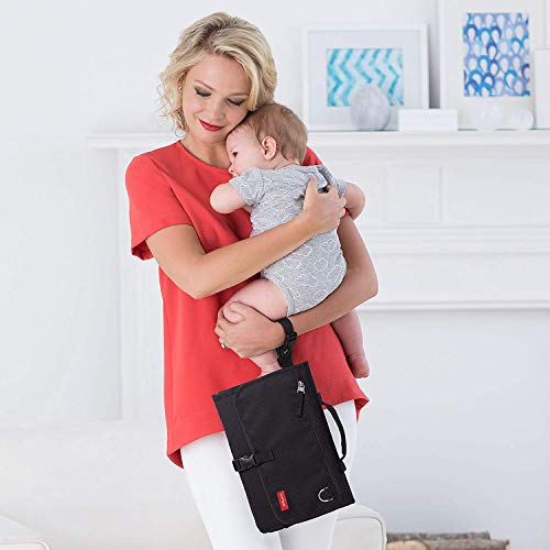 KAMYA Portable Baby Diaper Changing Station, Waterproof Padded Travel Pad with Strap and Clip, 2 Packets (Black) - Image 4