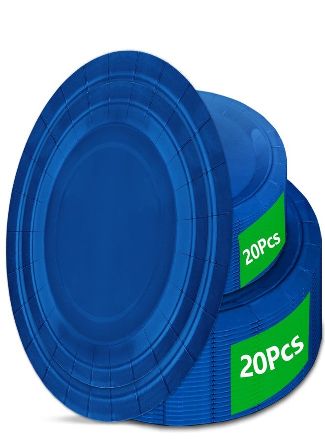 Aixuler 40Pcs Disposable Paper Plates Blue,Including 20pcs 9" and 20pcs 7" Plates,Strong and Sturdy Disposable Plates for Party, Dinner, Holiday, Picnic,Birthday Party, Dinner Table, Wedding - Image 1