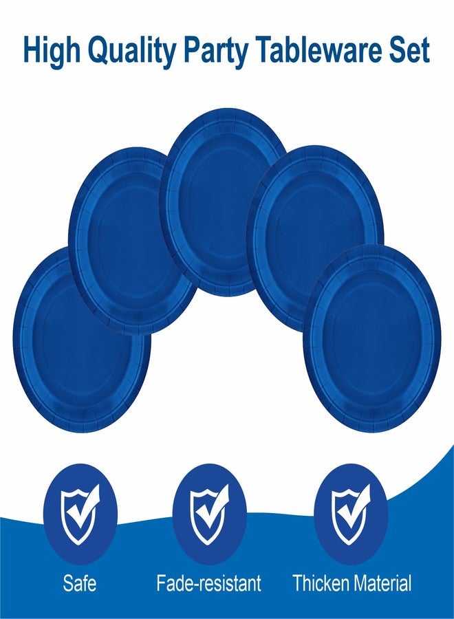 Aixuler 40Pcs Disposable Paper Plates Blue,Including 20pcs 9" and 20pcs 7" Plates,Strong and Sturdy Disposable Plates for Party, Dinner, Holiday, Picnic,Birthday Party, Dinner Table, Wedding - Image 3