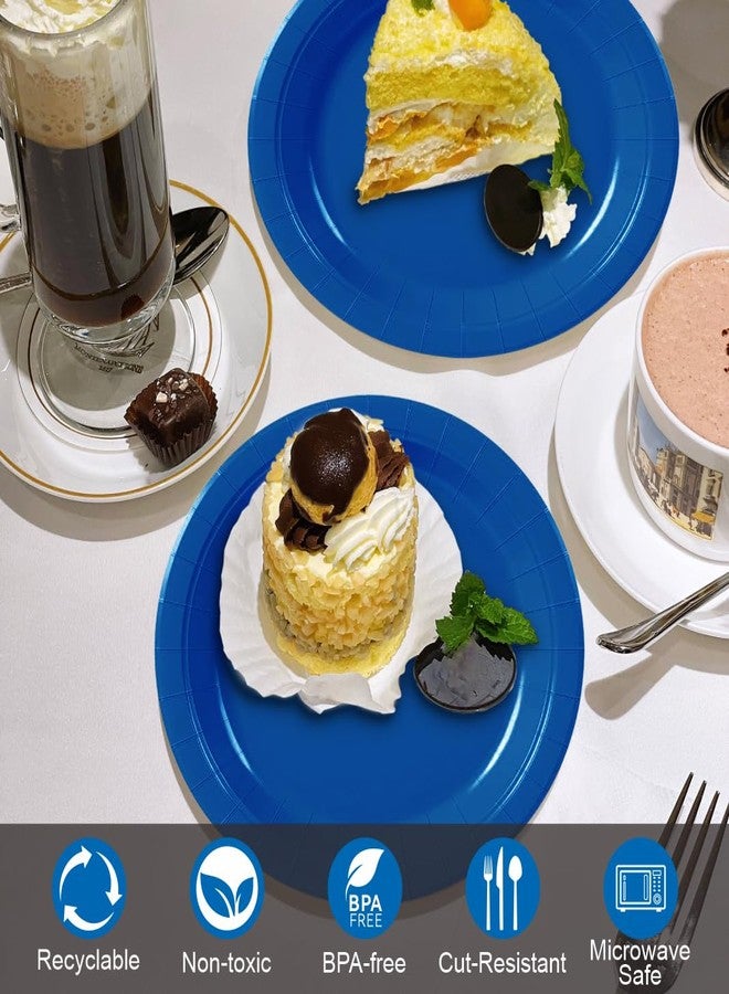 Aixuler 40Pcs Disposable Paper Plates Blue,Including 20pcs 9" and 20pcs 7" Plates,Strong and Sturdy Disposable Plates for Party, Dinner, Holiday, Picnic,Birthday Party, Dinner Table, Wedding - Image 5