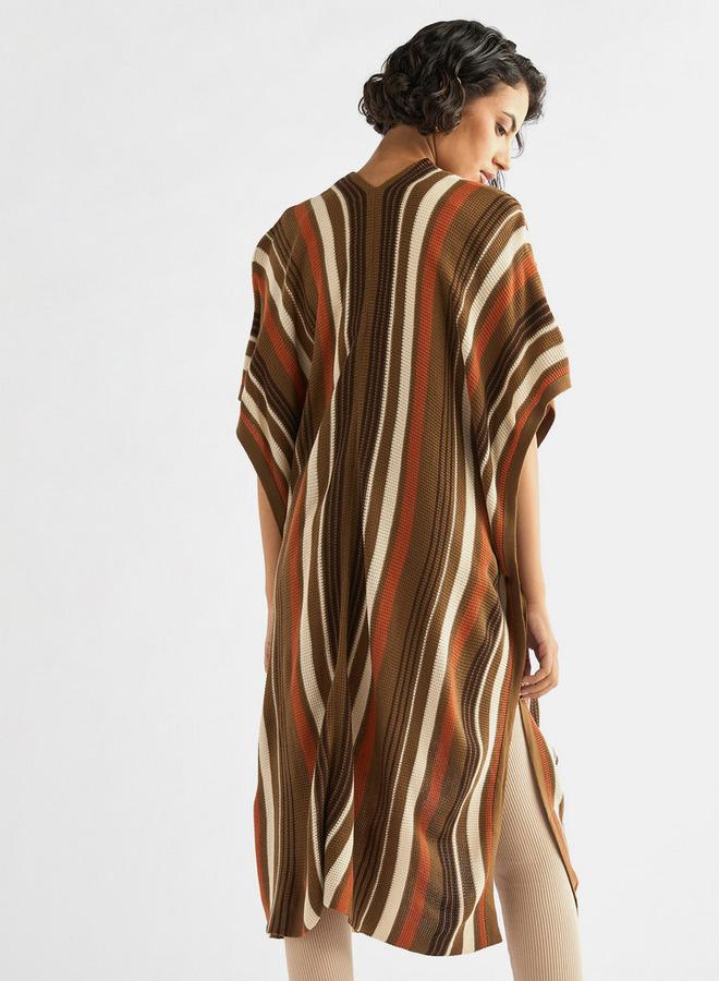Splash FAV Striped Open Front Longline Cardigan - Image 3
