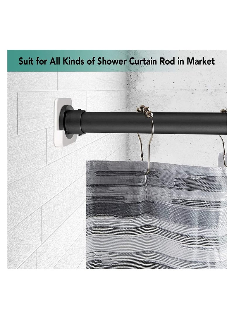 Zikra 2 Piece Adhesive Curtain Rod Brackets, Shower Curtain Rod Mounting Bracket for Wall Adhesive Shower Rod Tension Holder, White Tension Bracket - Image 3