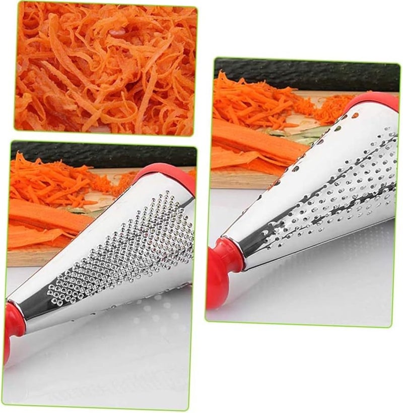 Stainless Steel Three Sided Potato Grater Slicer Multifunctional Kitchen Tool Red Silver - Image 4