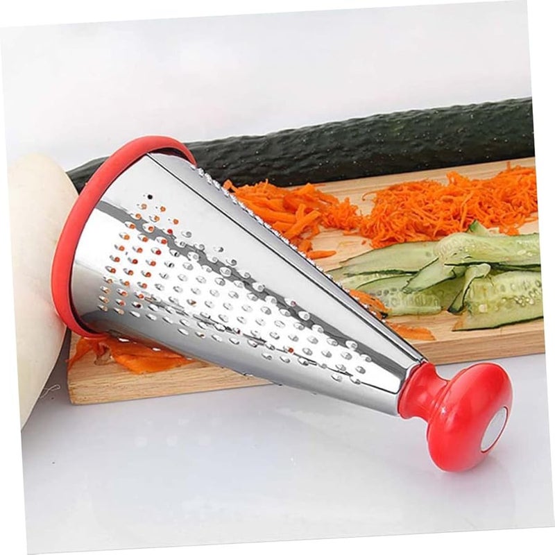 Stainless Steel Three Sided Potato Grater Slicer Multifunctional Kitchen Tool Red Silver - Image 3